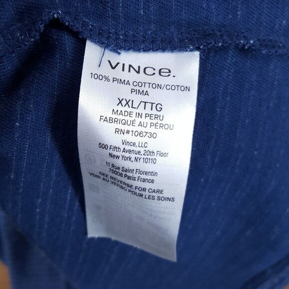 VINCE Shirt Mens XXL Blue Stripe Pullover Crew Short Sleeve Pima Cotton Tee $125 - Picture 5 of 6